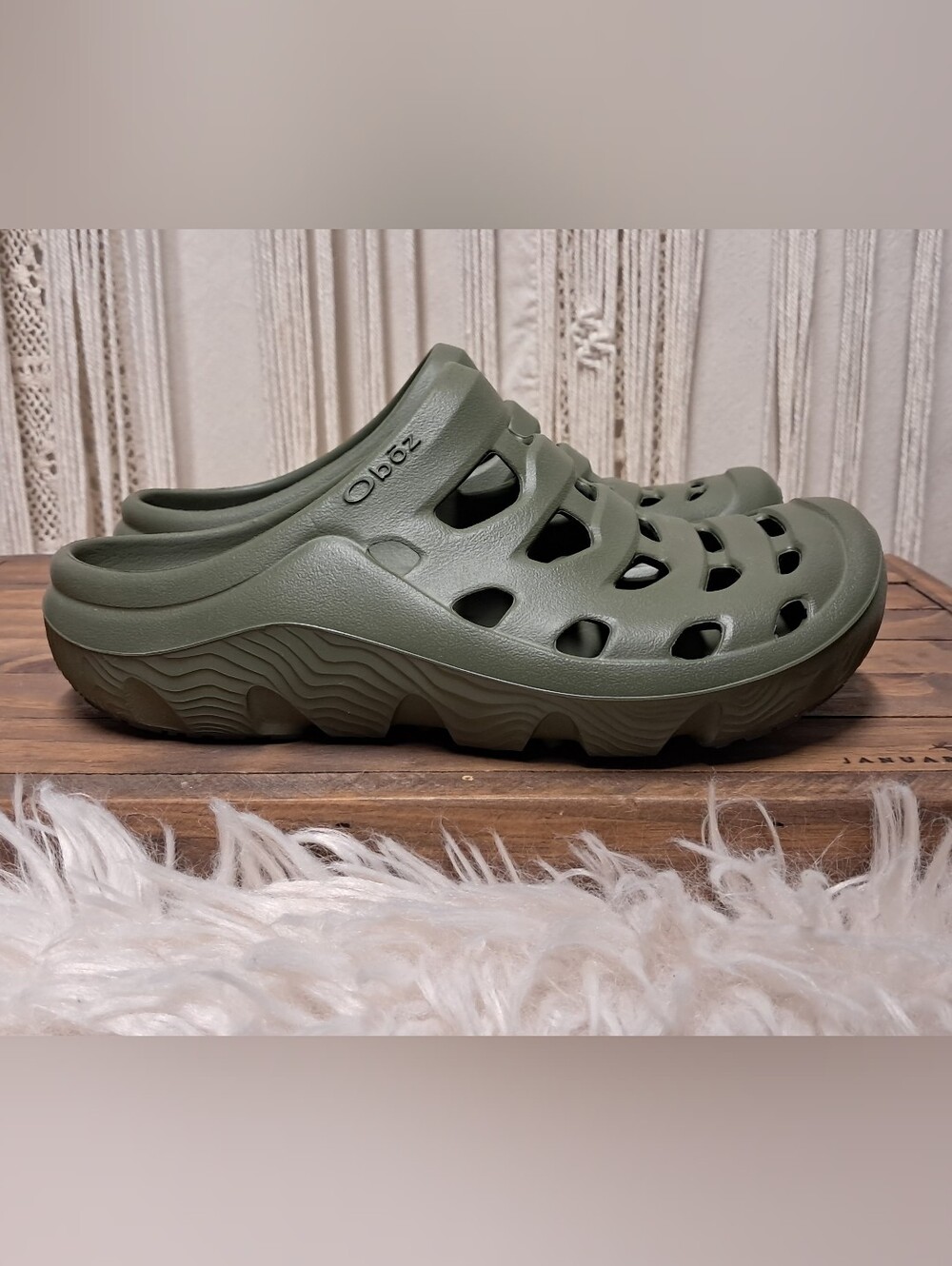 Oboz Whakata Coast Recovery Clogs Unisex Olive Green Camp Slide Mules Size 8 - Picture 4 of 10